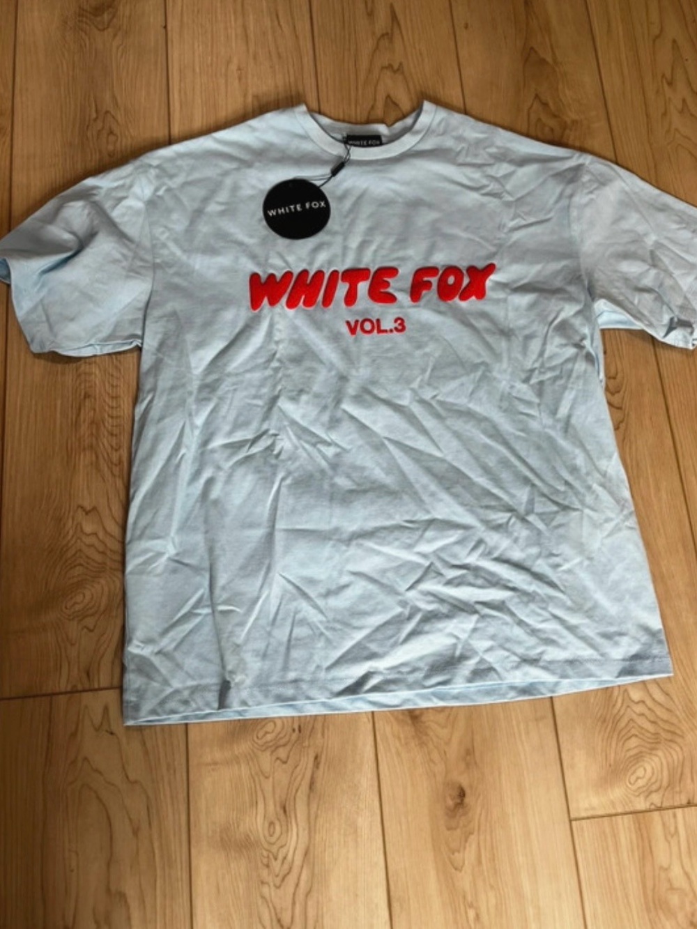White Fox Boutique Light Blue Tee with Red Logo